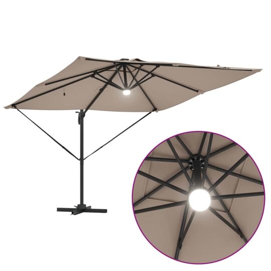 42003354 11 Umbrela de grădină Cantilever Roma cu LED-uri Taupe 286x285x270 cm din aluminiu 42003354 11