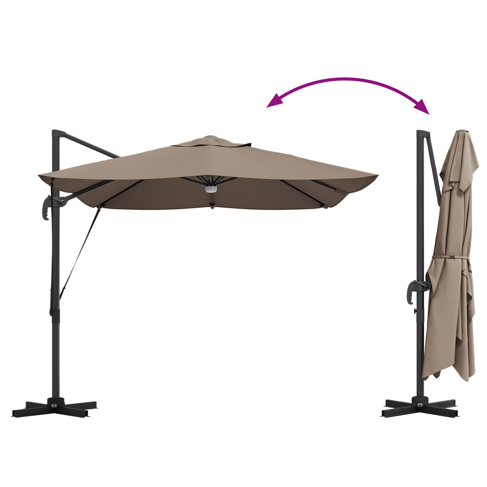 42003362 13 Umbrelă Suspendată - Taupe Taupe Țesătură Mare Umbrelă Suspendată - Taupe Taupe Țesătură Mare - imagine 13