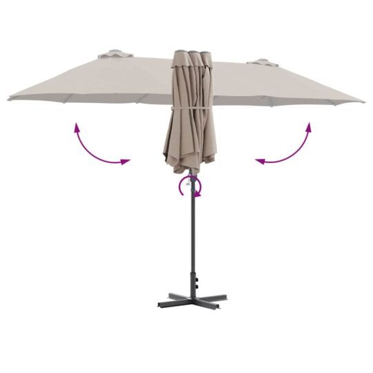 42003370 10 Parasol de Grădină Gri taupe 380 x 196 x 235 cm 42003370 10