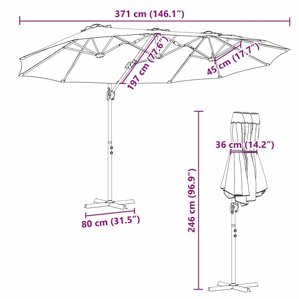42003378 12 Parasol cu braț cantilever pentru grădină cu blocare Gri taupe Parasol cu braț cantilever pentru grădină cu blocare Gri taupe - imagine 12