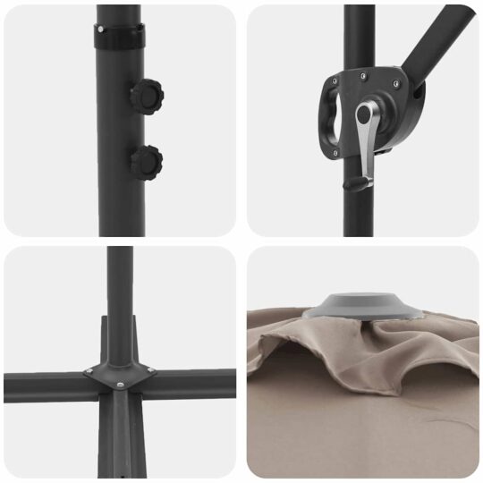 42003378 9 Parasol cu braț cantilever pentru grădină cu blocare Gri taupe 42003378 9