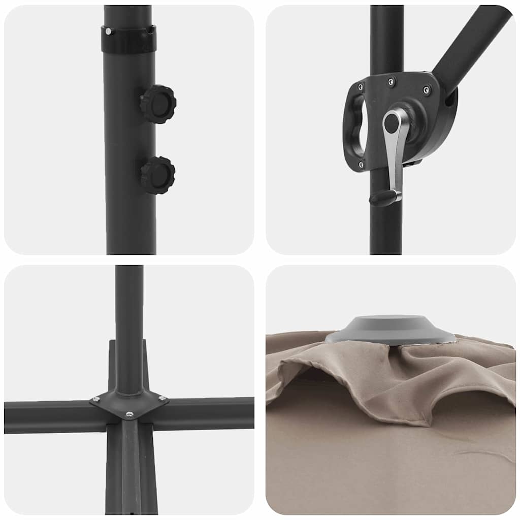 42003378 9 Parasol cu braț cantilever pentru grădină cu blocare Gri taupe Parasol cu braț cantilever pentru grădină cu blocare Gri taupe - imagine 9