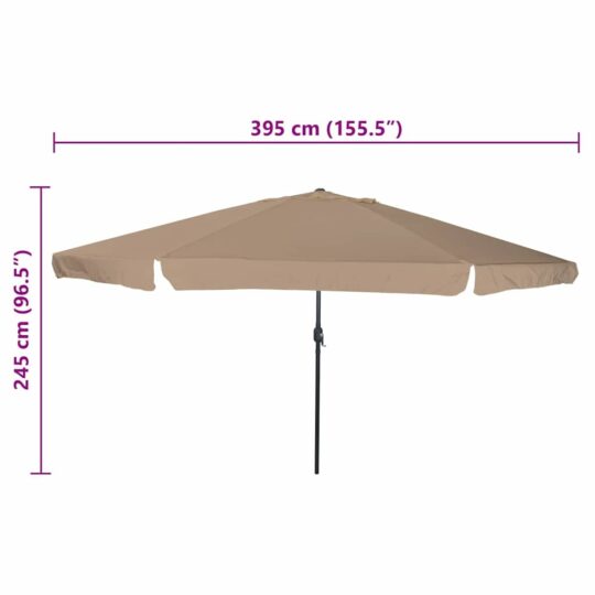 42003639 7 Umbrelă de grădină, ø395x245 cm, taupe 42003639 7