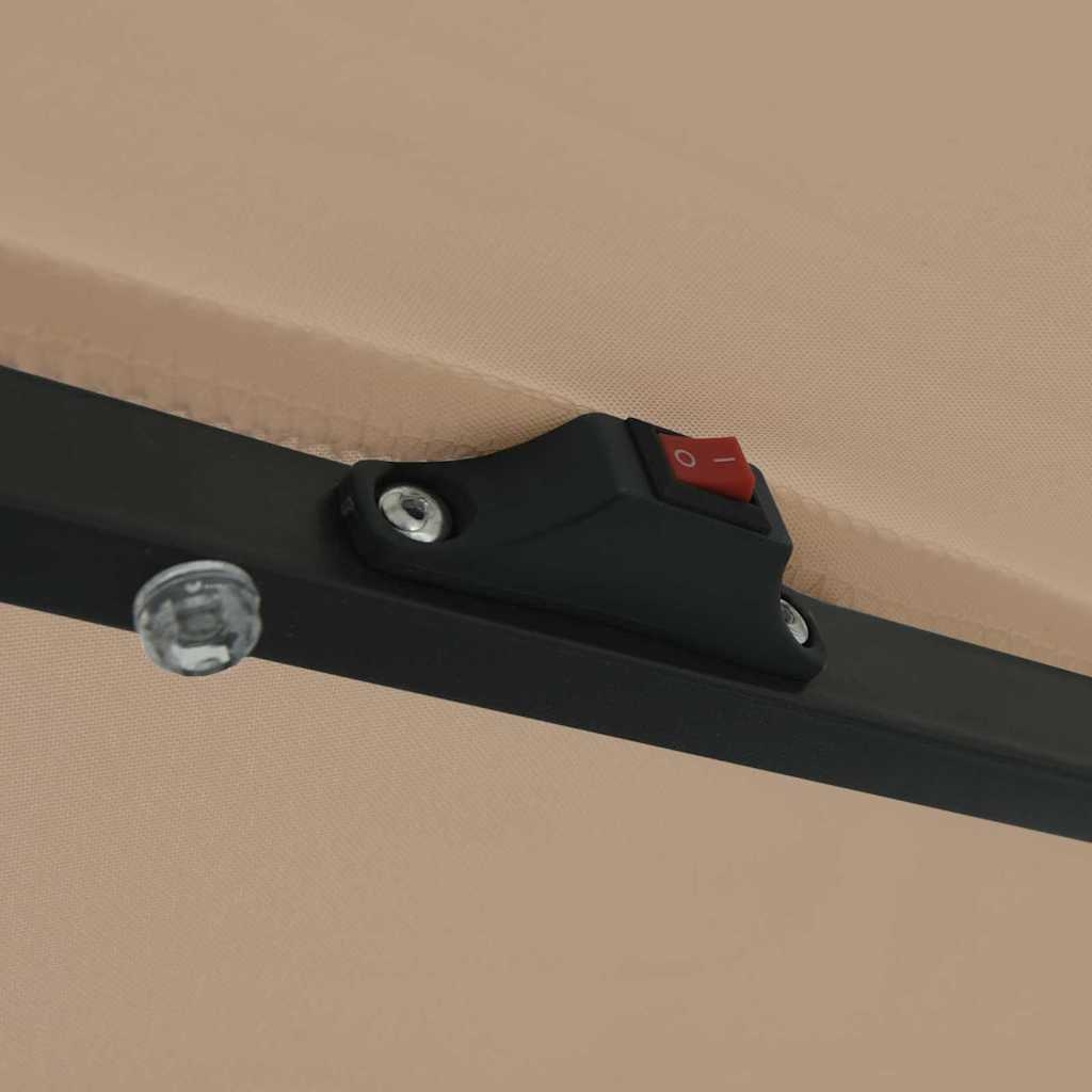 42003647 7 Umbrelă de grădină cu LED-uri, ø395x245 cm, taupe Umbrelă de grădină cu LED-uri, ø395x245 cm, taupe - imagine 7