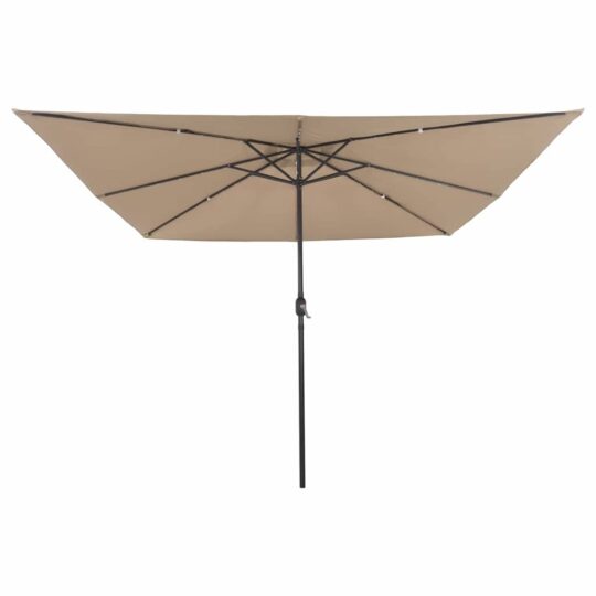 42003663 4 Umbrelă de grădină pătrată cu LED, 295x245 cm, taupe 42003663 4