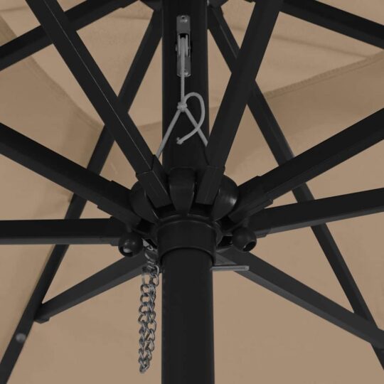 42003663 5 Umbrelă de grădină pătrată cu LED, 295x245 cm, taupe 42003663 5