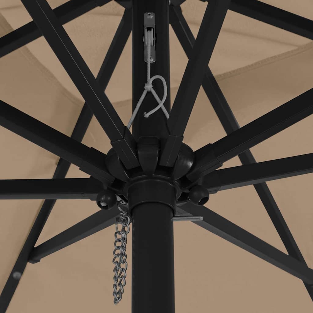42003663 5 Umbrelă de grădină pătrată cu LED, 295x245 cm, taupe Umbrelă de grădină pătrată cu LED, 295x245 cm, taupe - imagine 5