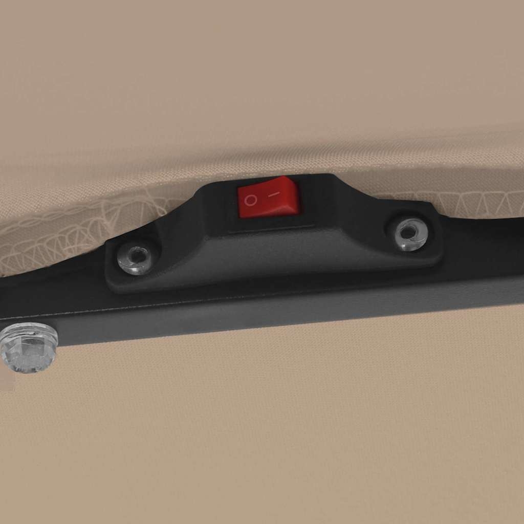 42003663 7 Umbrelă de grădină pătrată cu LED, 295x245 cm, taupe Umbrelă de grădină pătrată cu LED, 295x245 cm, taupe - imagine 7