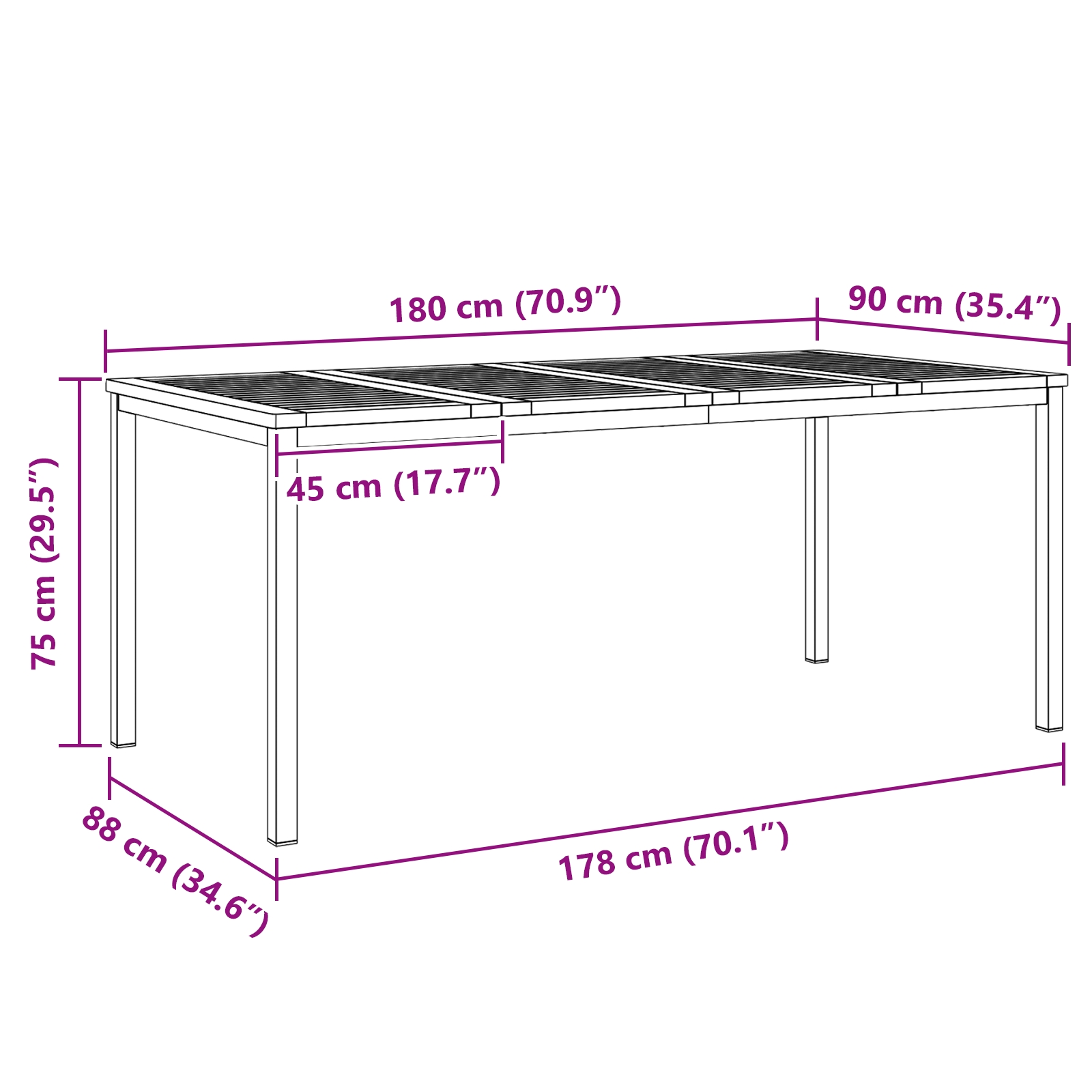 42006190 10 MasăpentruCinăînExterior Maro 200x90x75cm Lemn masiv de tec MasăpentruCinăînExterior Maro 200x90x75cm Lemn masiv de tec - imagine 10