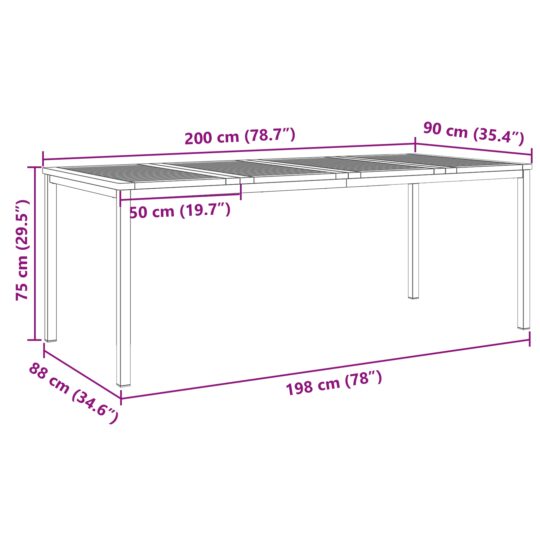 42006191 10 MasăpentruCinăînExterior Maro 200x90x75cm Lemn masiv de tec 42006191 10