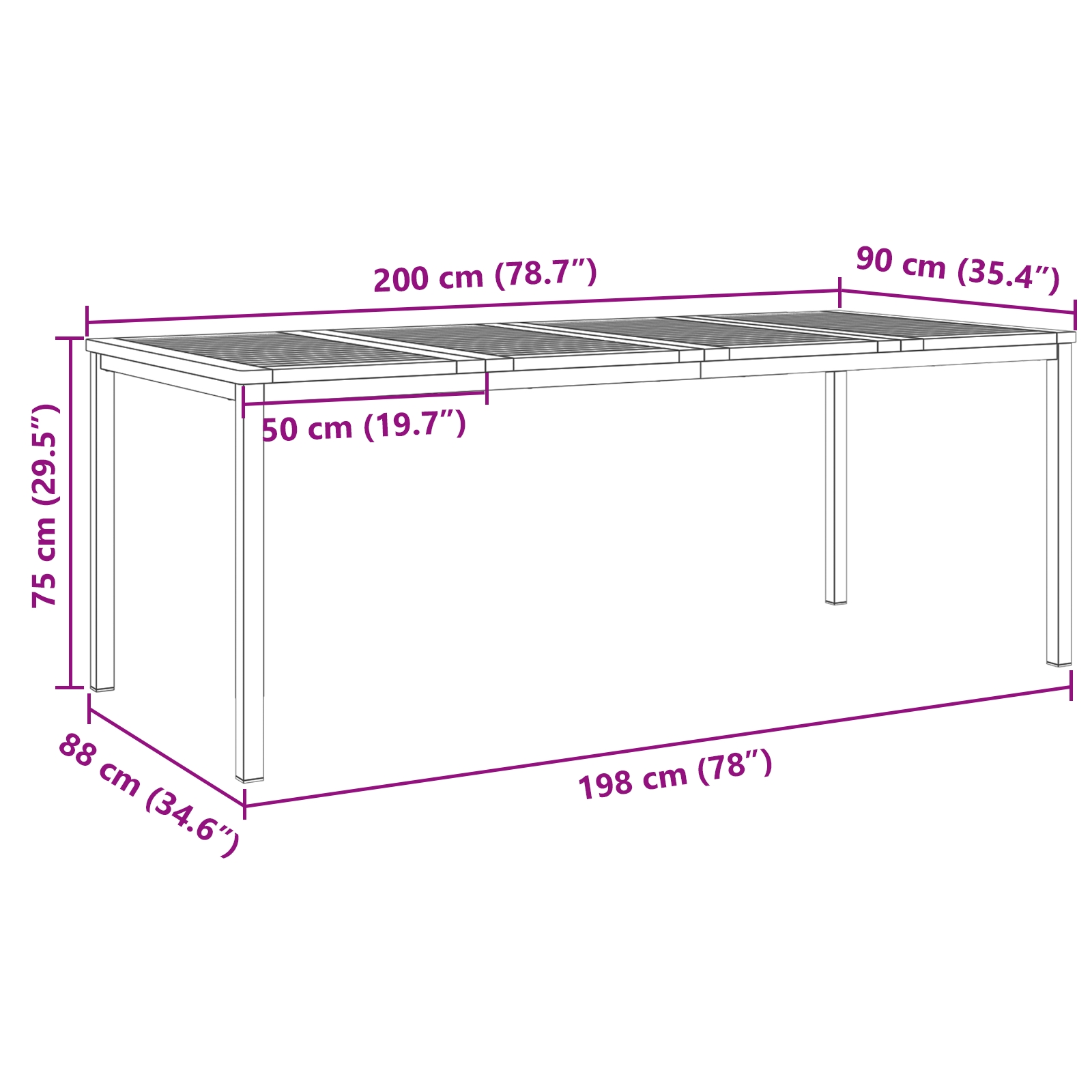 42006191 10 MasăpentruCinăînExterior Maro 200x90x75cm Lemn masiv de tec MasăpentruCinăînExterior Maro 200x90x75cm Lemn masiv de tec - imagine 10