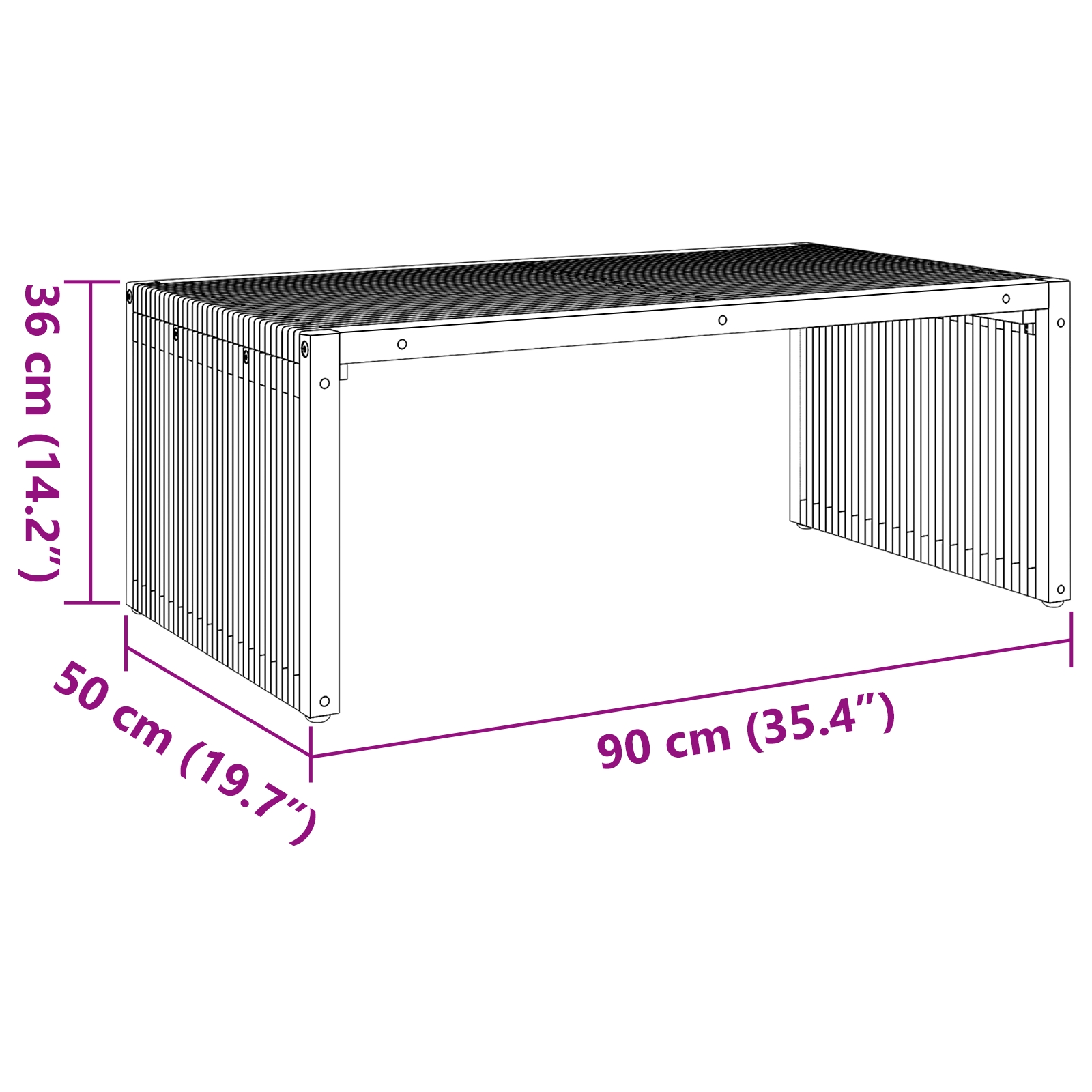 42006355 10 Masă laterală pentru grădină Manual Maro 90 x 50 x 36 cm Masă laterală pentru grădină Manual Maro 90 x 50 x 36 cm - imagine 10