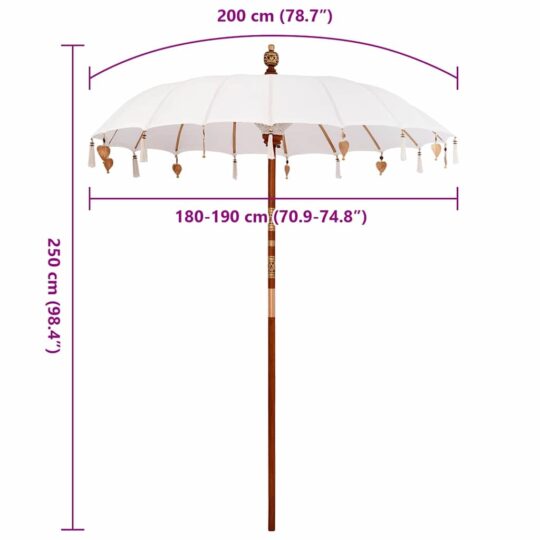 42006450 6 Parasol Balinez Crem (180-190) x 260 cm Bumbac și lemn masiv 42006450 6