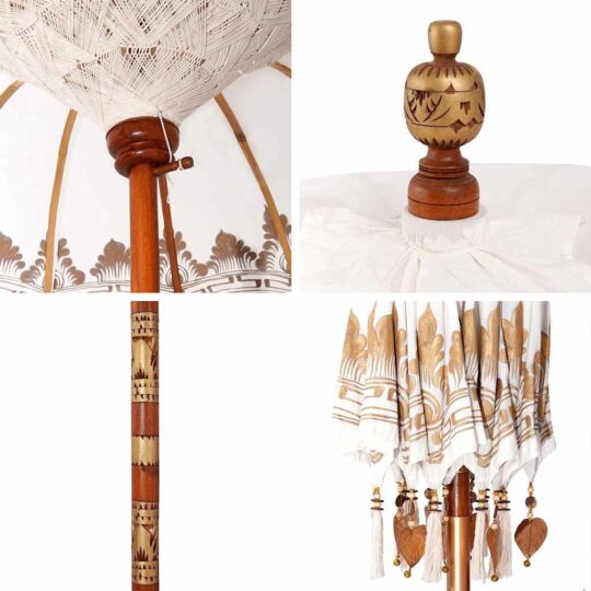 42006454 5 Parasol Balinez Crem (180-190) x 260 cm Bumbac și lemn masiv 42006454 5