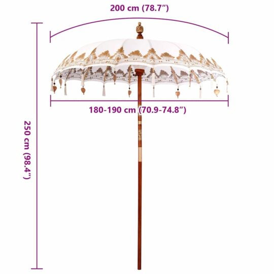 42006454 6 Parasol Balinez Crem (180-190) x 260 cm Bumbac și lemn masiv 42006454 6