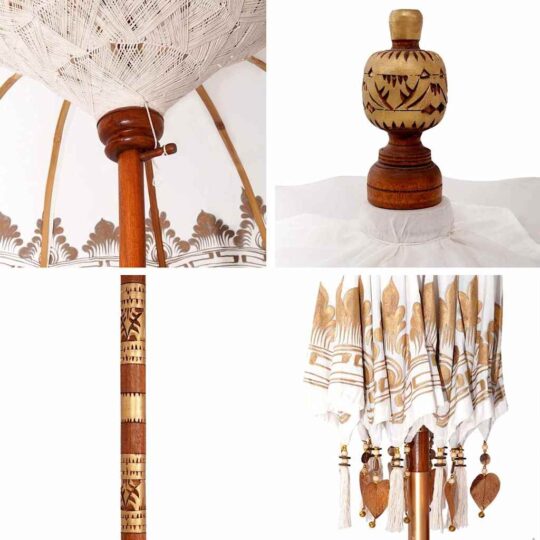 42006455 5 Parasol Balinez Crem (210-220) x 260 cm Bumbac și lemn masiv 42006455 5