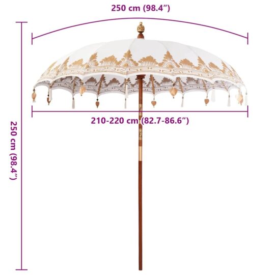42006455 6 Parasol Balinez Crem (210-220) x 260 cm Bumbac și lemn masiv 42006455 6