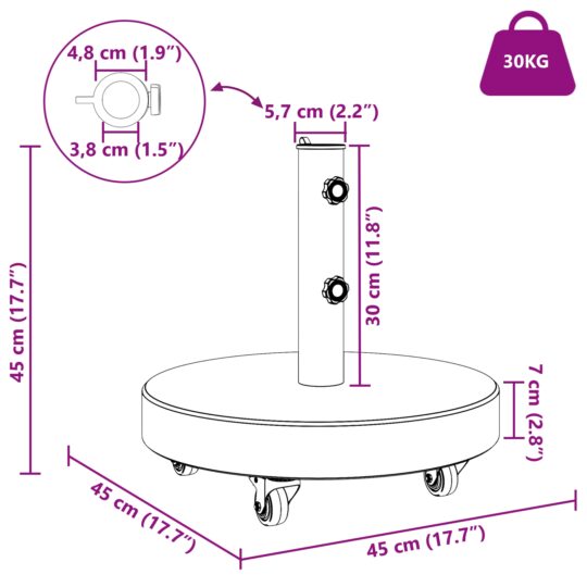 42006583 13 Bază pentru umbrelă Gri 45 x 45 x 45 cm Granit 42006583 13