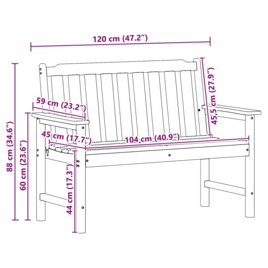 42006601 11 Bancă de grădină cu pernă Alb 120 x 59 x 88cm HDPE 42006601 11