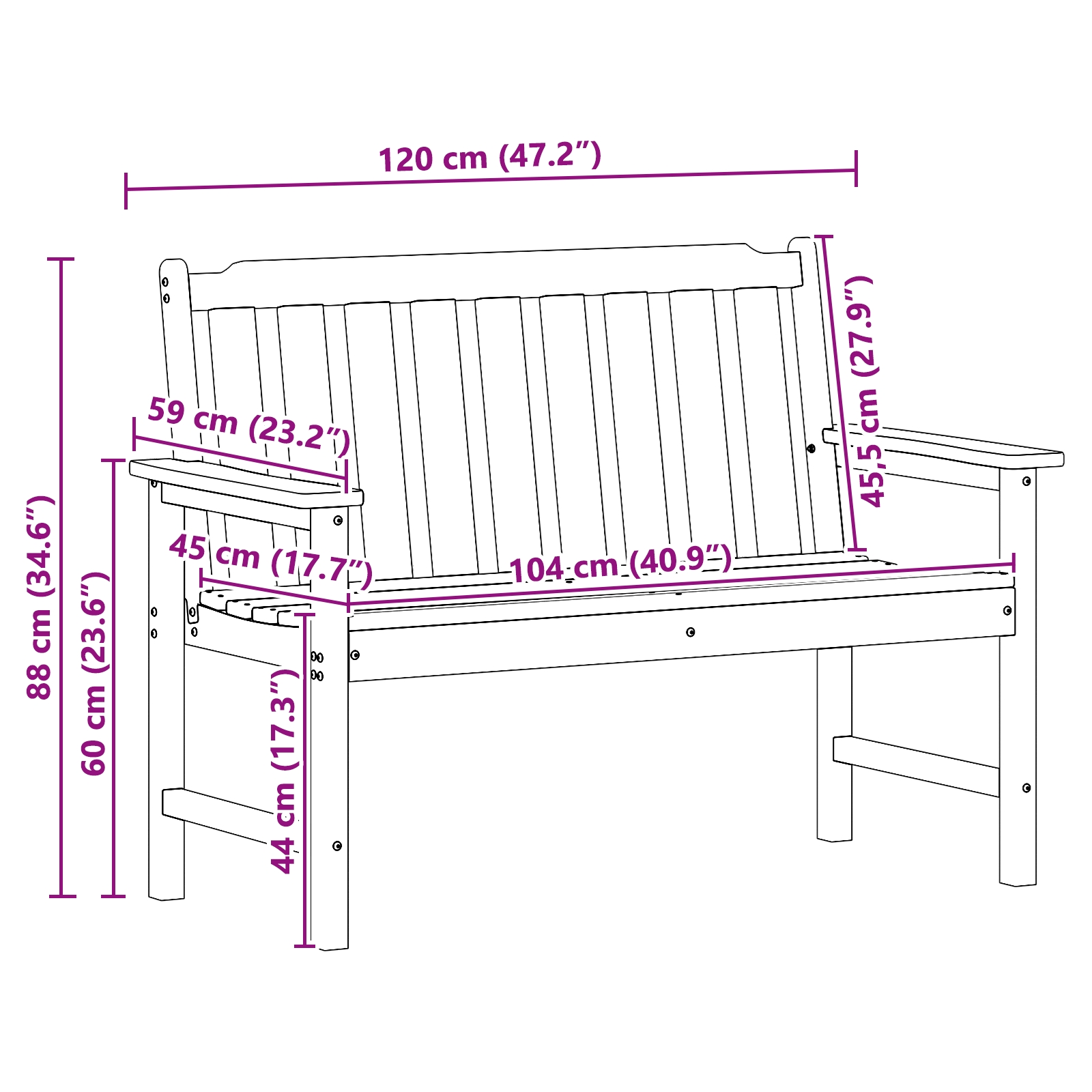 42006601 11 Bancă de grădină cu pernă Alb 120 x 59 x 88cm HDPE Bancă de grădină cu pernă Alb 120 x 59 x 88cm HDPE - imagine 11