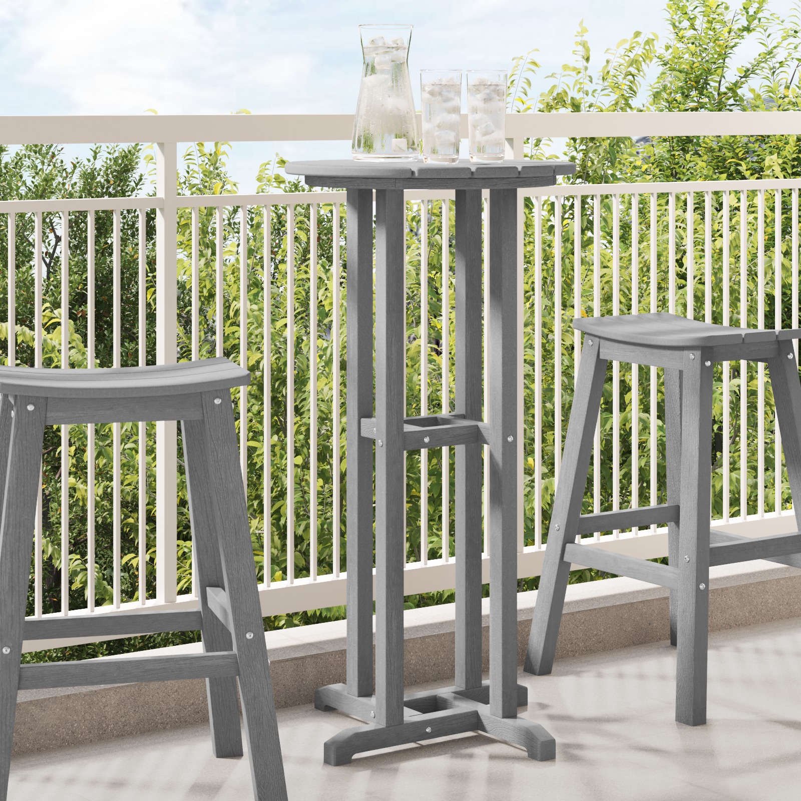 42006609 1 Masă de bar Gri deschis 55 x 55 x 107 cm HDPE Masă de bar Gri deschis 55 x 55 x 107 cm HDPE