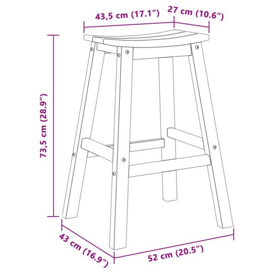 42006610 9 Scaun de bar 2 pcs Alb 52 x 43 x 73.5cm HDPE 42006610 9