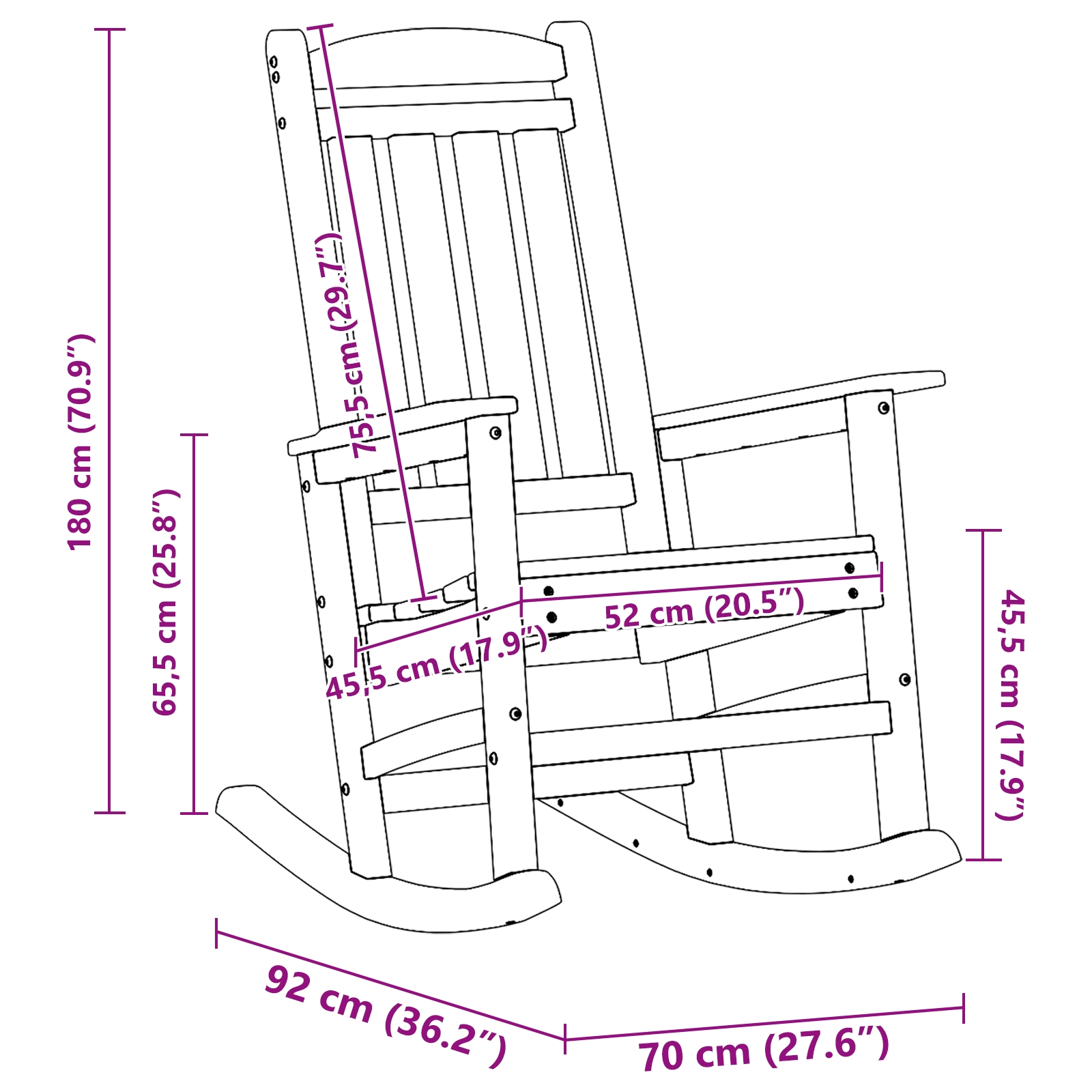 42006613 10 Fotoliu de balans pentru grădină Alb 70 x 92 x 108cm HDPE Fotoliu de balans pentru grădină Alb 70 x 92 x 108cm HDPE - imagine 10