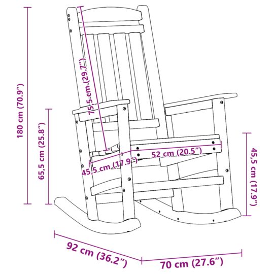 42006615 10 Fotoliu de balans pentru grădină Negru 70 x 92 x 108cm Plastic 42006615 10