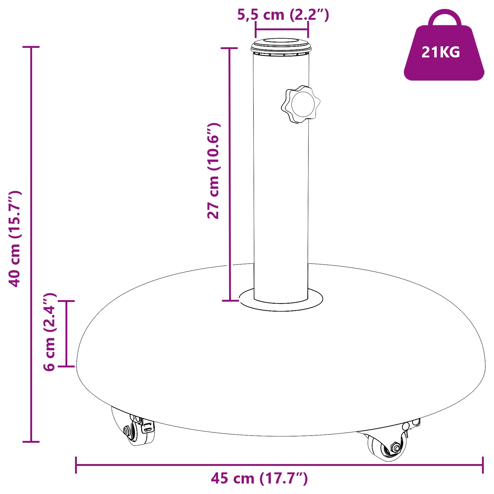 42007322 12 Bază pentru umbrelă Alb și negru 45 x 45 x 40 cm Beton și metal Bază pentru umbrelă Alb și negru 45 x 45 x 40 cm Beton și metal - imagine 12
