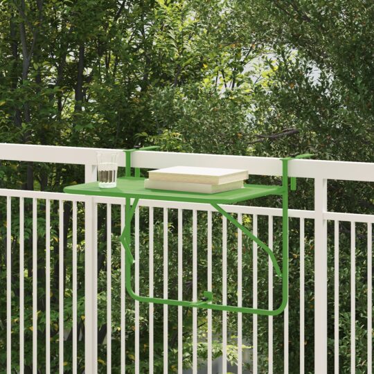 Masă Suspendată pentru Balcon Verde 60 x 39 x 65 cm Oțel