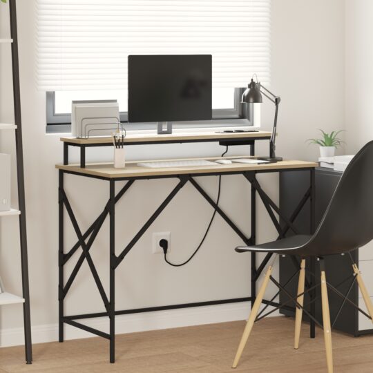 Birou cu raft Stejar sonoma 100 x 50 x 86.5 cm Lemn compozit