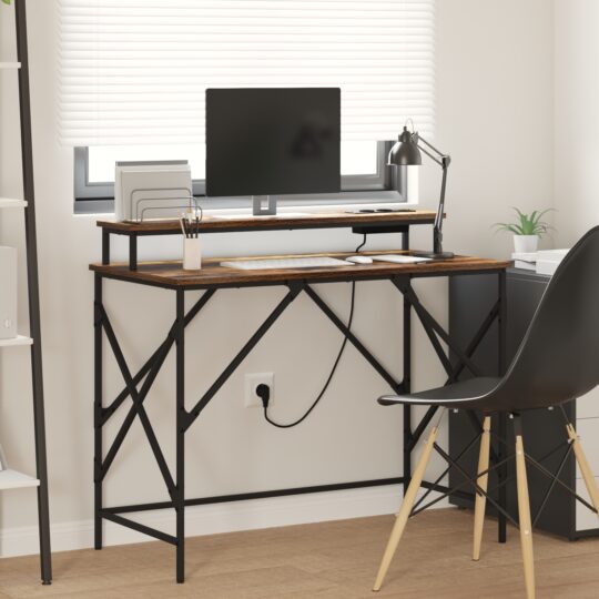 Birou cu raft Stejar afumat 100 x 50 x 86.5 cm Lemn compozit