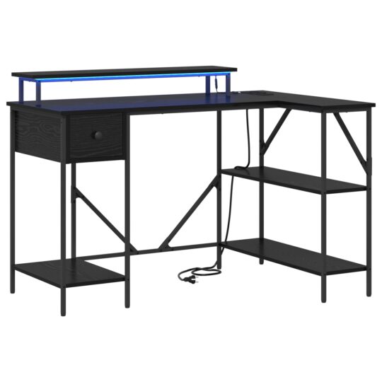 Alternative view of Birou cu sertar Stejar negru 120 x 79 x 86.5 cm Lemn compozit