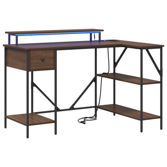 Alternative view of Birou cu sertar Stejar brun 120 x 79 x 86.5 cm Lemn compozit