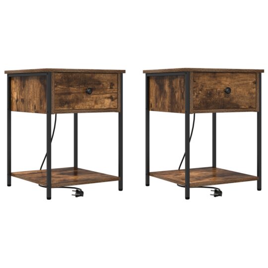 Alternative view of Dulap de noapte cu sertar 2 pcs Stejar afumat 42 x 41 x 56 cm