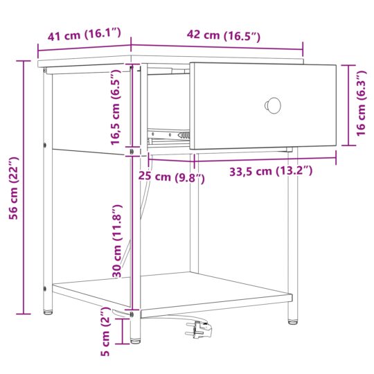 859428 13 Dulap de noapte Stejar brun 42 x 41 x 56 cm Lemn compozit 859428 13