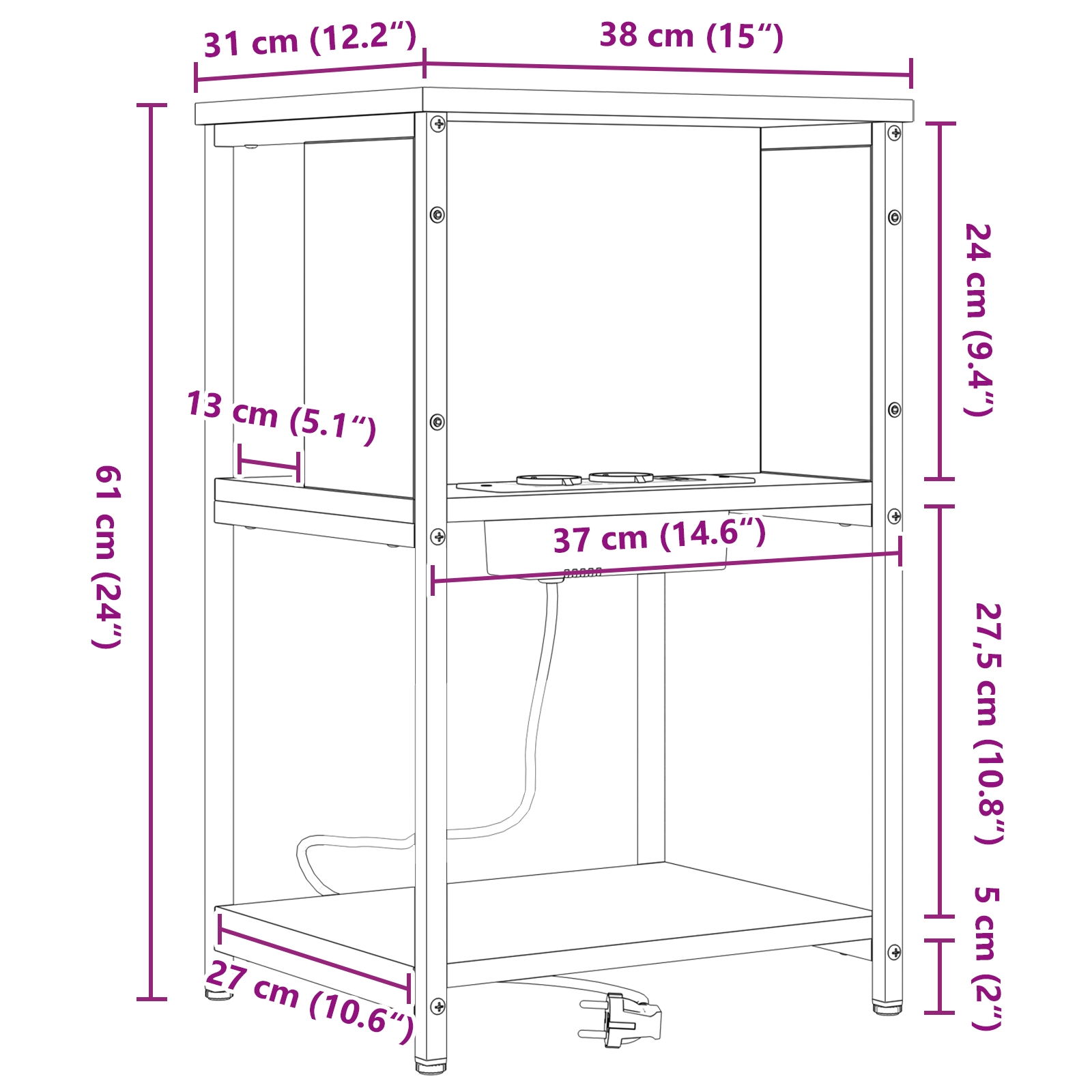 859454 12 Dulap de noapte Stejar afumat 38 x 31 x 61 cm Lemn compozit Dulap de noapte Stejar afumat 38 x 31 x 61 cm Lemn compozit - imagine 12