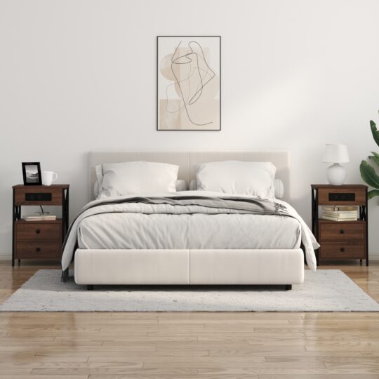Dulap de noapte 2 pcs Stejar brun 40 x 31 x 60 cm Lemn compozit