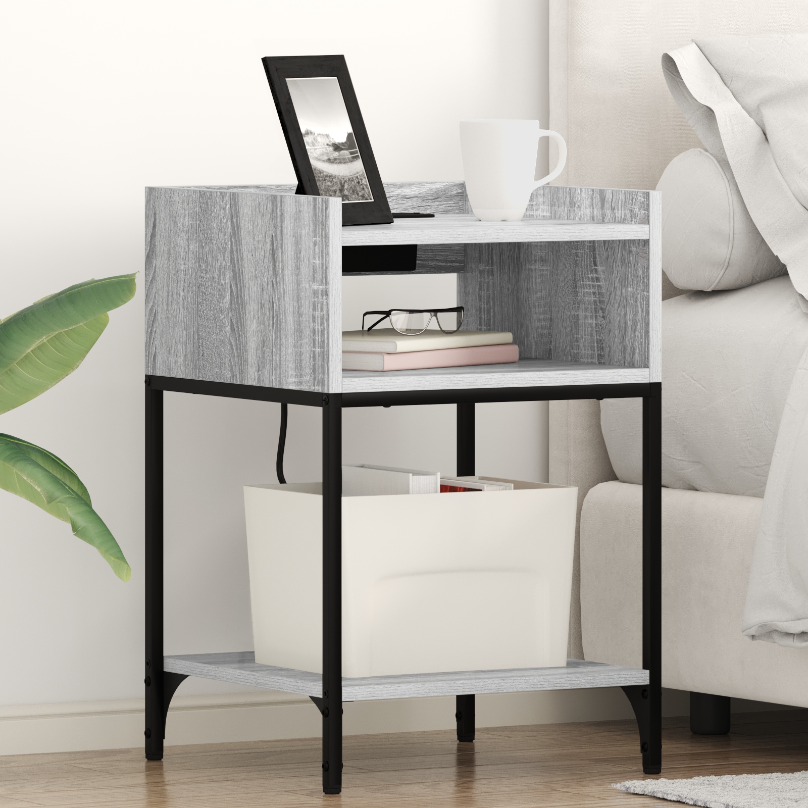 859476 1 Dulap de noapte sonoma gri 40 x 40 x 61 cm Lemn compozit Dulap de noapte sonoma gri 40 x 40 x 61 cm Lemn compozit