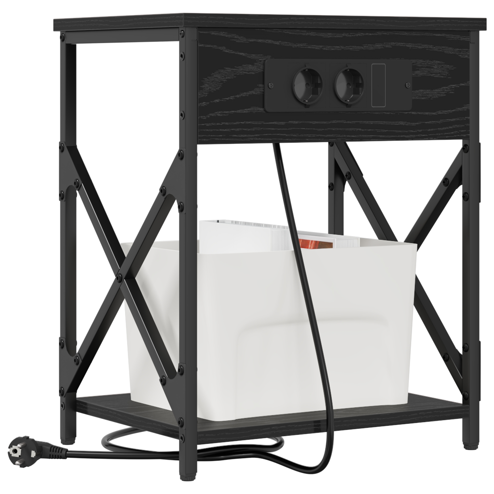 859505 3 Cabinet de noptiere cu stație de încărcare Stejar negru Cabinet de noptiere cu stație de încărcare Stejar negru - imagine 3