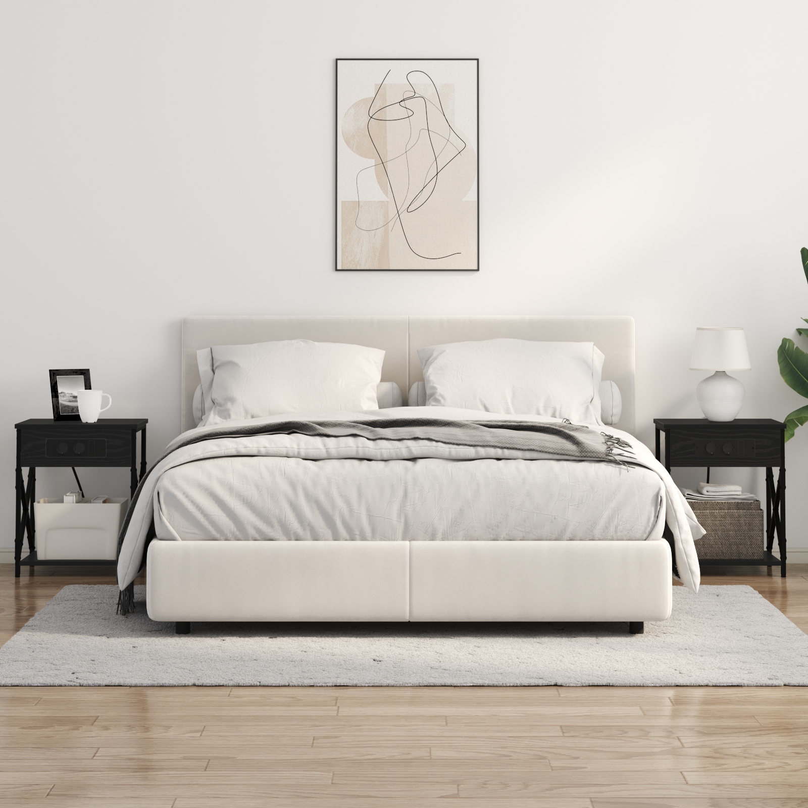 859505 4 Cabinet de noptiere cu stație de încărcare Stejar negru Cabinet de noptiere cu stație de încărcare Stejar negru - imagine 4