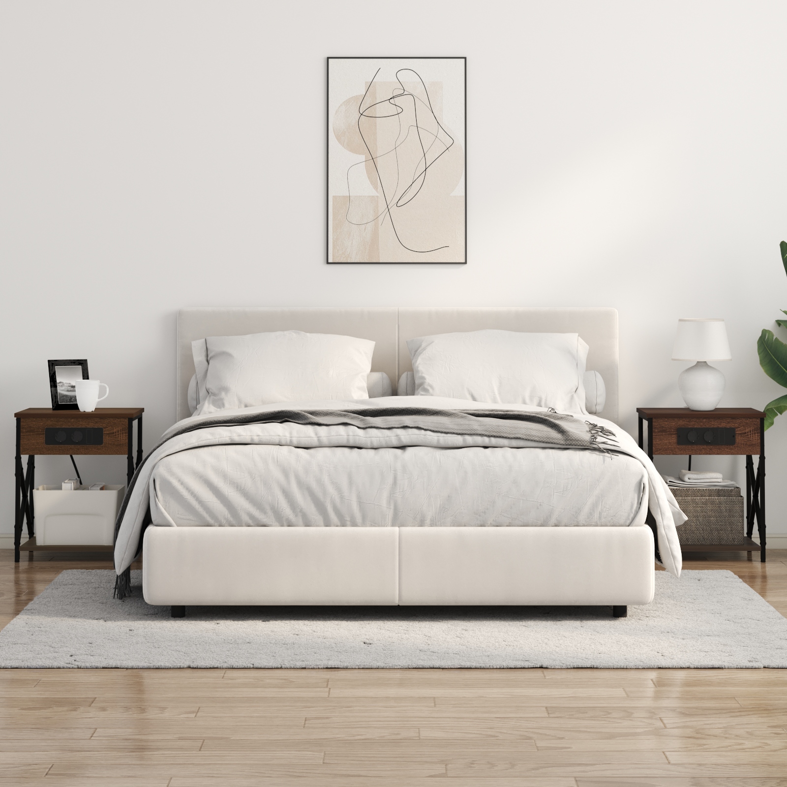 859513 4 Cabinet de noptiere cu stație de încărcare Stejar brun Cabinet de noptiere cu stație de încărcare Stejar brun - imagine 4