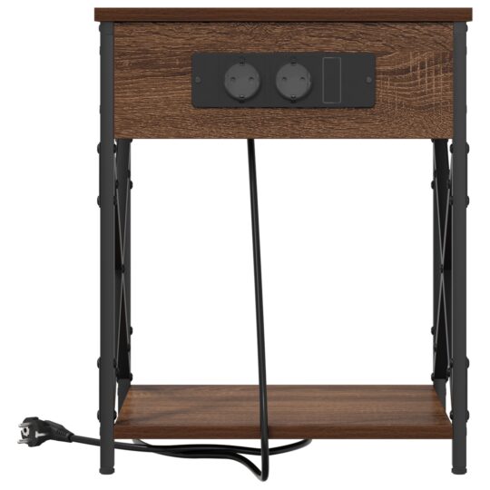 859513 5 Cabinet de noptiere cu stație de încărcare Stejar brun 859513 5