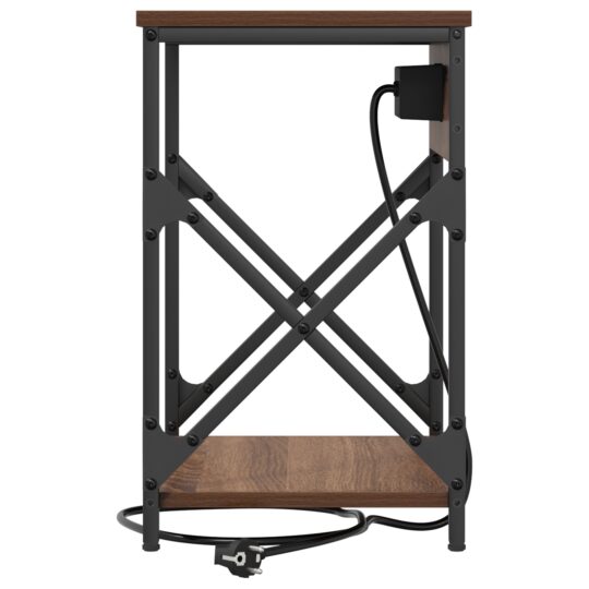 859513 6 Cabinet de noptiere cu stație de încărcare Stejar brun 859513 6