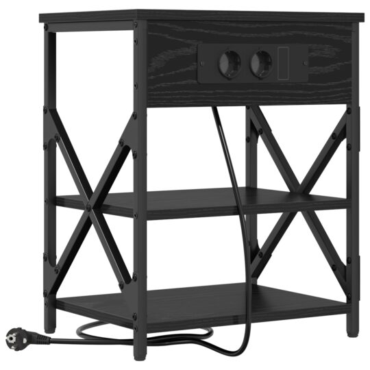 859516 5 Cabinet de noptiere cu stație de încărcare 2 pcs Stejar negru 859516 5