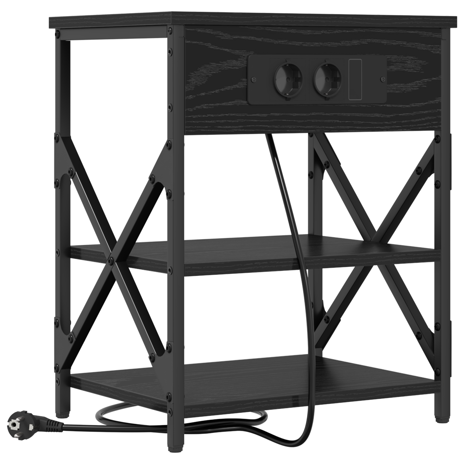 859516 5 Cabinet de noptiere cu stație de încărcare 2 pcs Stejar negru Cabinet de noptiere cu stație de încărcare 2 pcs Stejar negru - imagine 5