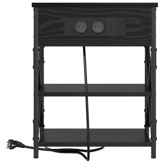 859516 6 Cabinet de noptiere cu stație de încărcare 2 pcs Stejar negru 859516 6