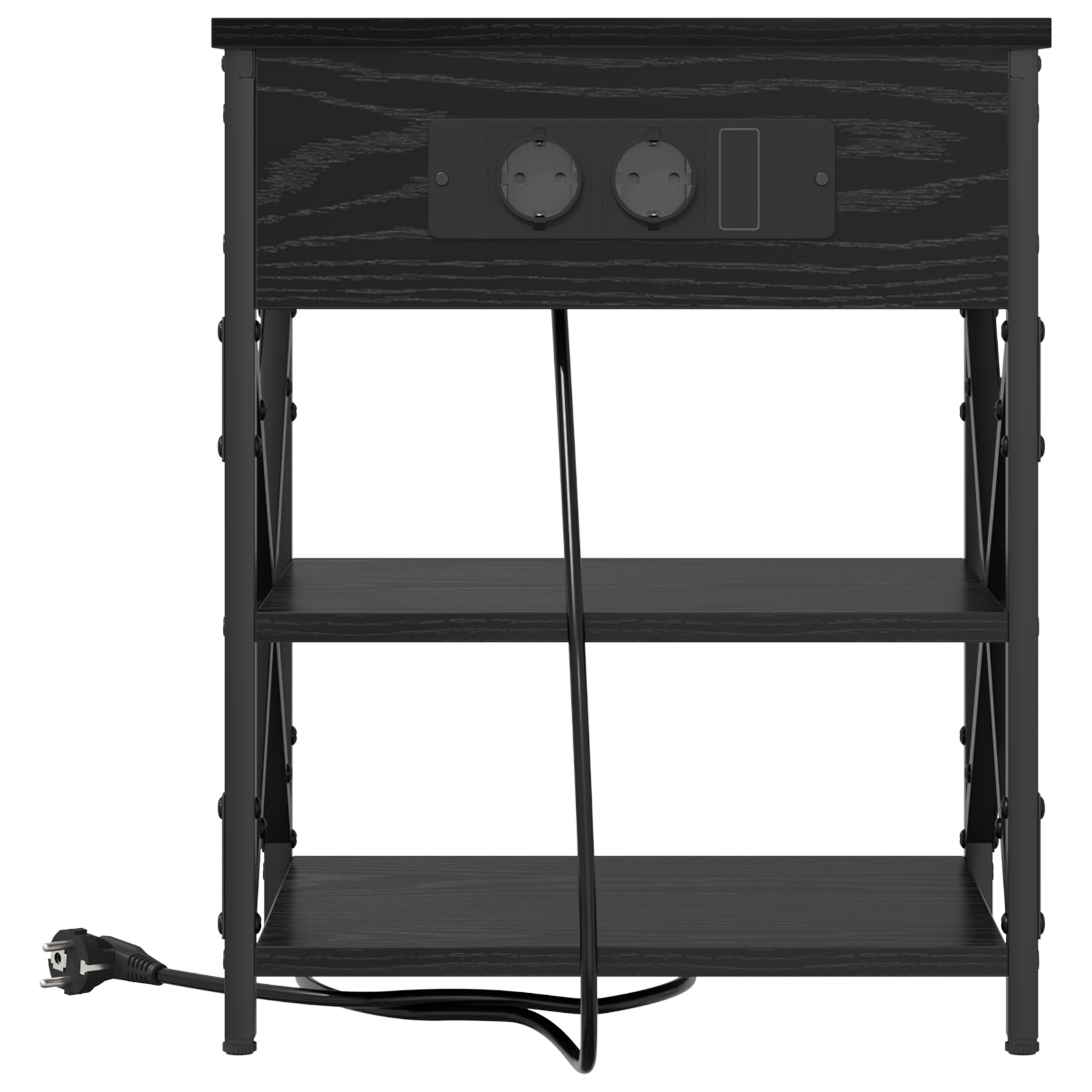 859516 6 Cabinet de noptiere cu stație de încărcare 2 pcs Stejar negru Cabinet de noptiere cu stație de încărcare 2 pcs Stejar negru - imagine 6