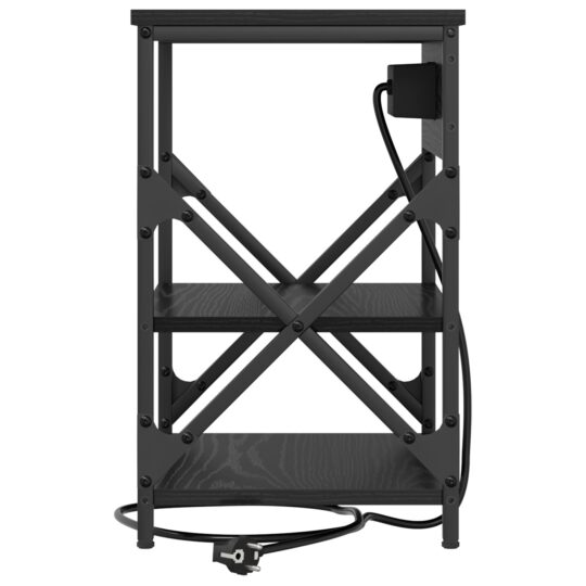 859516 7 Cabinet de noptiere cu stație de încărcare 2 pcs Stejar negru 859516 7