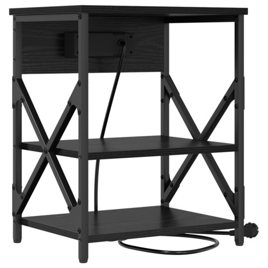 859516 8 Cabinet de noptiere cu stație de încărcare 2 pcs Stejar negru 859516 8